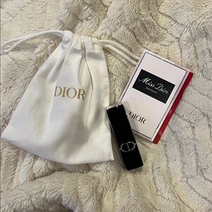 Christian Dior Drawstring Gift Bag with Rouge Dior Lipstick an Miss Dior Essence